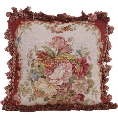 Rococo cloth art Hand woven pillow Baroque soft Imported needlepoint cushion