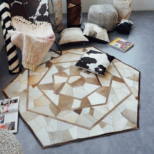 Luxury Natural Gray Color Cowhide Patchwork Rug Abnormity Carpet for Living Room Bedroom Decoration Coffee Table Carpets