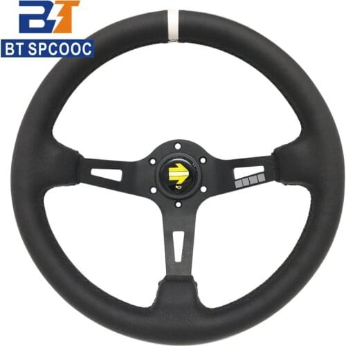 SPCOOC Car Accessories 13inch 330mm Real Leather Steering Wheel Drift Car Sport Deep Steering Wheels With Mo*Logo