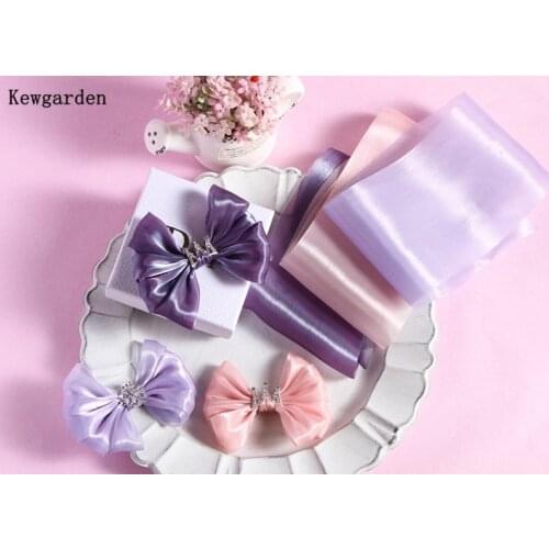 Kewgarden Wholesale Shiny Voile Ribbon 8cm 12cm width Handmade Tape DIY Bowknot Hair Accessories Gift Packing Riband 22 Yards