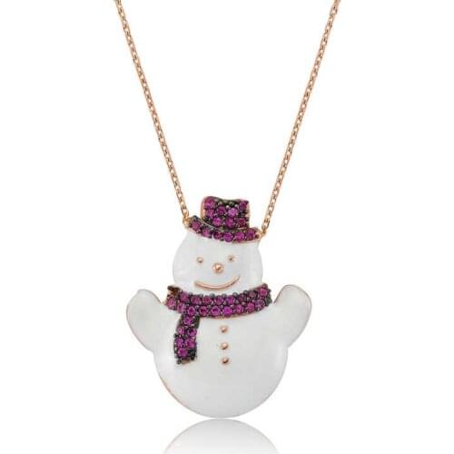 Silver Snowman Lady Necklace
