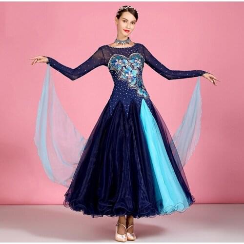 Rhinestone Ballroom Dance Competition Dresses Women Waltz Standard Dance Tango Performance Clothing Ladies Foxtrot Wear DC3558