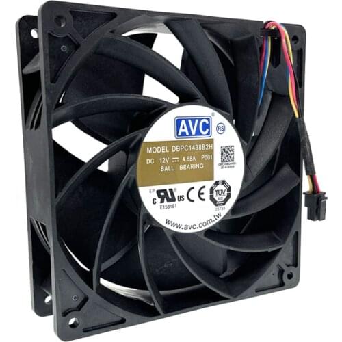 DBPC1438B2H P001 Miner Mining Cooling Fan 140mm 14cm,140X140X38mm 12V Dual Ball 6900RPM Powerful High Speed Airflow CFM Cooler
