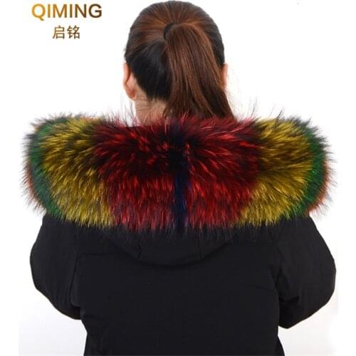 Genuine Luxury Raccoon Fur Collar Women 100% Natural Fur Gray Collar Real Fur Shawl Scarves Winter Raccoon Collar Fur Scarf