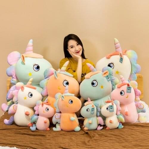 Starry Sky Angel Unicorn PP Cotton Filling Plush Toys Four Sided Elastic Doll Schoolgirl Cute Mini Rainbow Pendant Kids Gifts