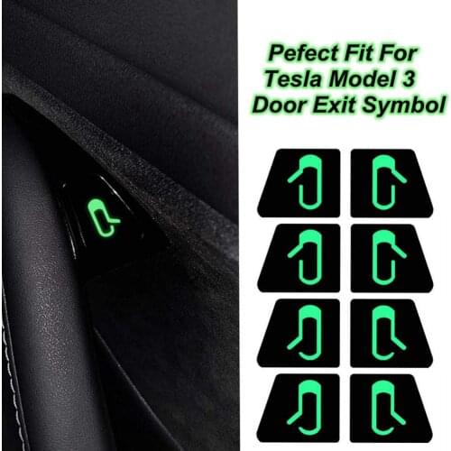 1 Set / 8Pcs Car Door Open Exit Interior Decal Luminous Self-adhesive Waterproof fireproof Decorative Sticker for Tesla Model 3