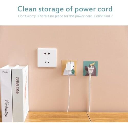 1 Pc Cute Animal Multifunctional Wall Mounted Plug Power Cord Storage Holder Rack Fixing Frame Home Kitchen Bathroom Organizers