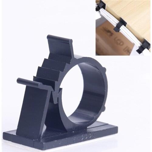 10pcs Cable Clips Self-Adhesive Cord Management Black Wire Holder Organizer Clamp Plastic Line Cable Fixer