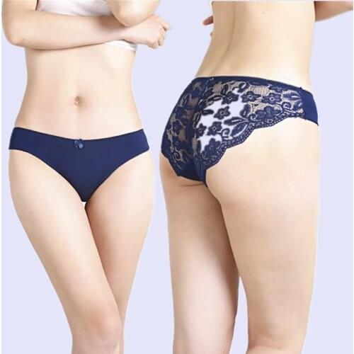 3Pcs/lot Womens briefs sexy lingeries Plus Size XXXL seamless 10 colors black blue lace flower cotton underwear women panties