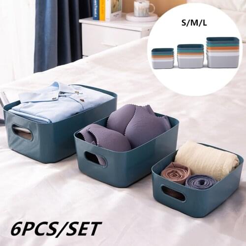 6Pcs Portable Desktop Storage Box Household Cabinet Clothes Basket Cosmetic Toy Sundries Organizer