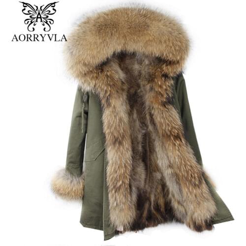 Женские парки с натуральным мехом AORRYVLA China At AliExpress
