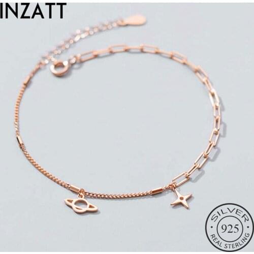 INZATT Real 925 Sterling Silver Planet Star Bracelet For Fashion Women Party Hiphop Fine Jewelry Minimalist Accessories Gift