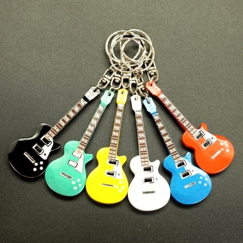 QiCai KEYRING-004 Wooden Handcrafted Guitar Keychain LP (LesPaul) Shape Key Chain