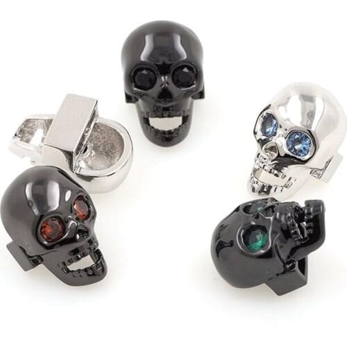 Skull Bead Brass Zircon Gothic Charm DIY Bracelet Making Supplies