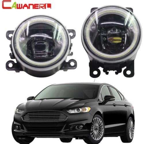 Cawanerl For Ford Mondeo Fusion 2013-2016 Car LED Lamp H11 Fog Light Assembly Angel Eye Daytime Running Light DRL 4000LM 12V