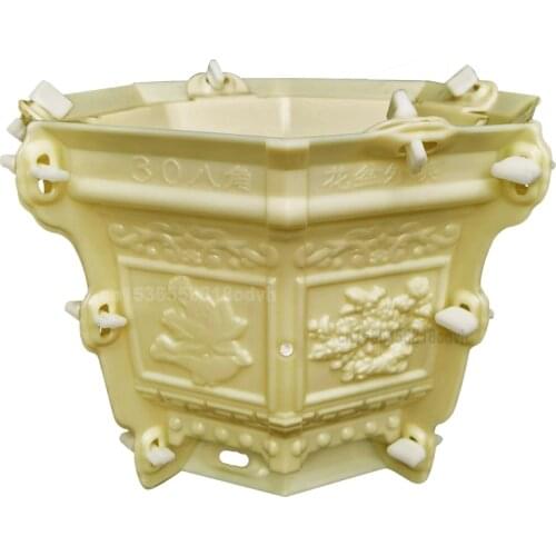 Cement Flower Pot Mold Large Plastic Flower Pot European Style Bonsai Model Concrete Hexagonal Garden Balcony Potted Flower Pot