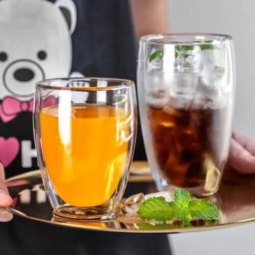 Cups Transparent Double-Layer Insulated Glass For Home Heat-Resistant Large Water Cup Milk Tea Breakfast Drinking Tasse Paroi