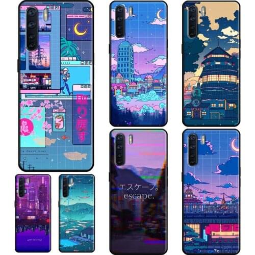 Vaporwave Village Aesthetic For OPPO A91 A83 A15 A1K A5S A31 A53 A5 A9 2020 F5 F7 A52 A72 Reno 2 Z 4 Pro Phone Cover