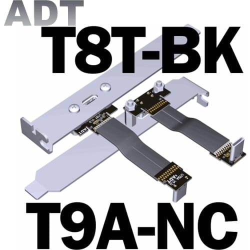 3A USB Type C Double 90 Degree USB C Cable Ribbon Flat Angled Up Down Gooseneck Type Gen2x2 20G.bps with PCI Bracket