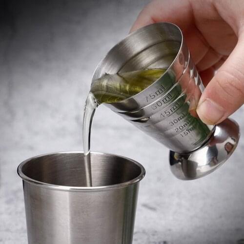 75ml Measuring Shot Cup Ounce Jigger Bar Cocktail Drink Mixer Liquor Measuring Cup Measure Coffee Mug Stainless Steel