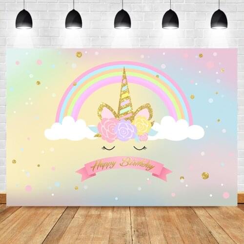 MOCSICKA Unicorn Birthday Backdrop Unicorn Rainbow Cloud Photography Background Birthday Party Banner Supplies