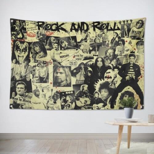 Rock Band Flag Banner Wall Art Famous Singer Posters Rock Music Stickers Canvas Printing Tapestry Mural Hanging Cloth Wall Decor