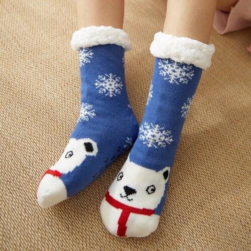 Meias inverno mulher Christmas Socks Women Winter Room Socks Warm Velvet Home Indoor Sleep Carpet Snow Socks chaussettes femmes