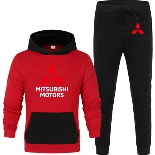 Mitsubishi Motors 2021 New Spring Mens Print Set Harajuku Jackets Sport Suits Hip Hop Male Hoodies Motorcycle Sweatpant Set