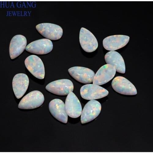 OP17 Opal Loose Stones Pear Shape Base Cabochon Created Opal Beads Semi-Precious Stones For Jewelry Making 3x5mm-10x14mmmm