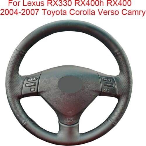 DIY Car Steering Wheel Cover For Lexus RX330 RX400h RX400 2004-2007 Toyota Corolla Verso Camry Leather Braid For Steering Wheel