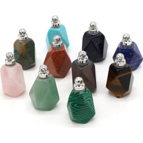 Natural Stone Pendants perfume bottle Shape Tiger Eye Pendants for Necklace Bracelet Jewelry Craft Making Healing Gift 25x37mm