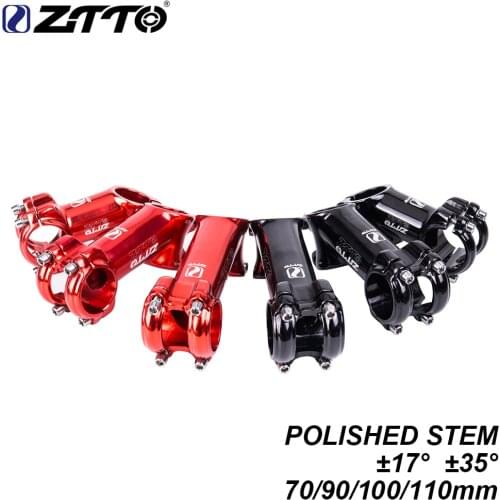 ZTTO MTB Polished Bicycle Handlebar Stem 70 90 100 110mm ±17° 35 degree Glossy for 31.8mm XC AM Mountain Road Bike Stem