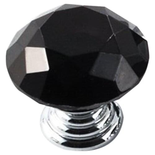 30mm Crystal Glass Diamond Plated Door Knobs Handles Cabinet Drawer knobs + Screw Door Wardrobe Hardware Clear/Black/Pink/Purple