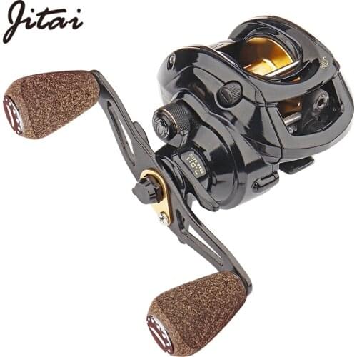 JITAI Baitcasting Fishing Reel Double Brake System 10Kg Carbon Fibe Drag 7.0:1 High Speed Light Fishing Reel Fishing Wheel