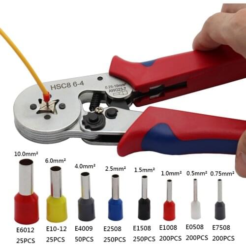 0.25-10mm2 Self-adjusting Crimping Pliers With 1200 Wire Terminal Crimp Connector Tubular terminal crimping tool Hand Tools
