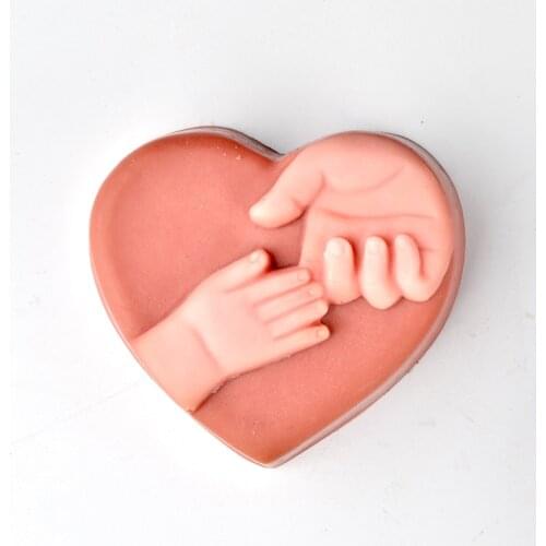 New Silicone Soap Mold Heart with Hands Pattern Handmade Chocolate Candy Mould