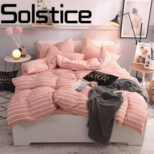 Solstice Home Textile Fashion Classic Stripe Skin Comfortable Bedding Reactive Print Bed Sheet Quilt Cover Pillow Case