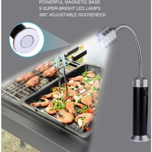 9 LED Flashlight BBQ Grill Light Outdoor Super Bright Magnetic Base Barbecue Lights Soft Tube Torch Lighting Lamp Dropshipping
