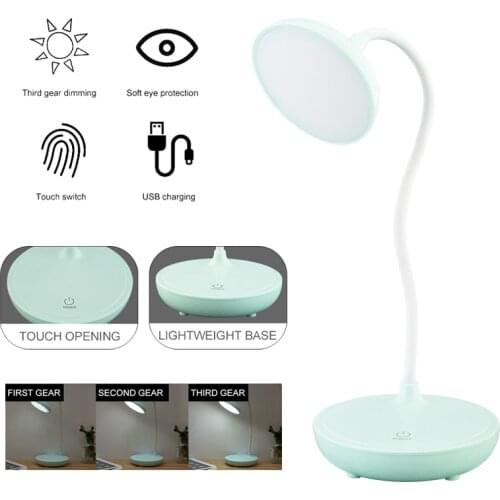 LED Desk Lamp Dimmable Table Reading Light Flexible Study Light Touch Control Rechargeable Battery Night Lamp USB Charging