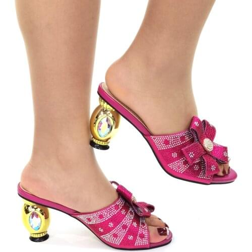 Slippers ConvenientClassics Style Italian Ladies Shoes in Fuchsia Color 2021 New Design Slingbacks African Women Shoes for Party