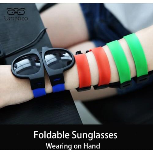 Viintage Square Foldable Polarized Sunglasses for Women Men Kids Fashion Slap Wristband Eyeglasses Sports Beach Eyewear UV400