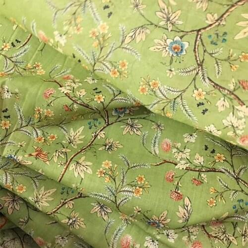 High quality ramie fabric Beautiful printing tissus High-end dresses clothes material