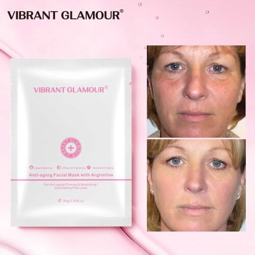 VIBRANT GLAMOUR Anti-Aging Mask Six Peptides Reduce Fine Lines Anti Wrinkle Whitening Moisturize Smooth Lift Firming Skin Care