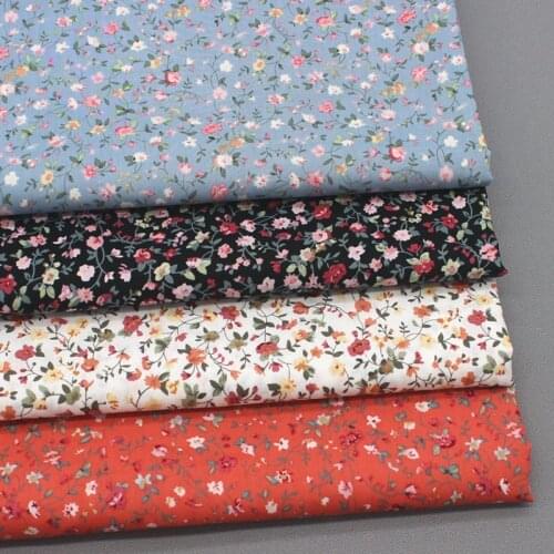 100% Plain Cotton Poplin 4 Colors Graceful Small Leaf Flowers Printed Cotton Poplin Fabric 50x140cm Floral Fabric Patchwork