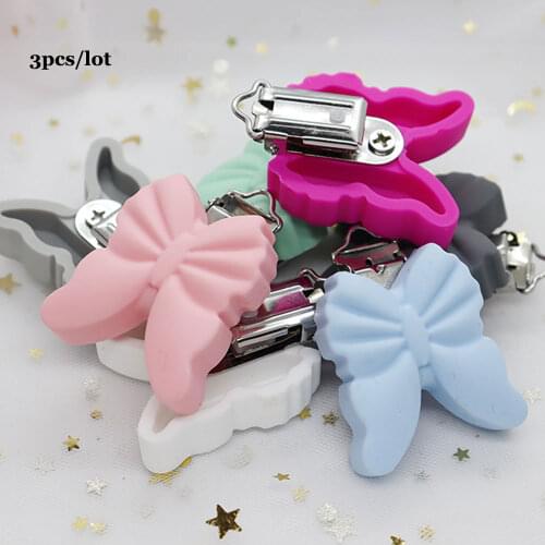 3Pcs Butterfly Baby Pacifier Chain Clip Dummy Nipple Holder Children Pacifier Clips Pacifier Holder Stainless Baby Accessories
