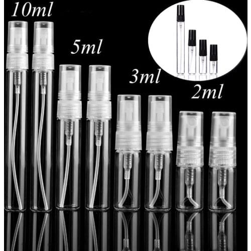 5pcs/pack 2ML 3ML 5ML 10ML Black Clear Mini Perfume Glass Bottle Empty Cosmetics Bottle Sample Test Tube Thin Glass Vials