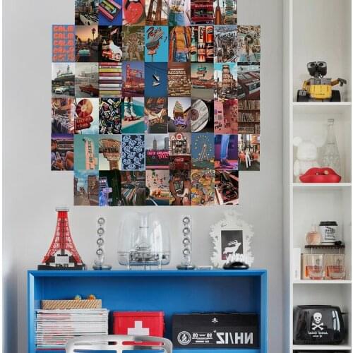 50 Sheets Art Retro Paintings Postcard Photo Props Diy Collocation Card Colour Living Room Decoration Furniture Wall Stickers