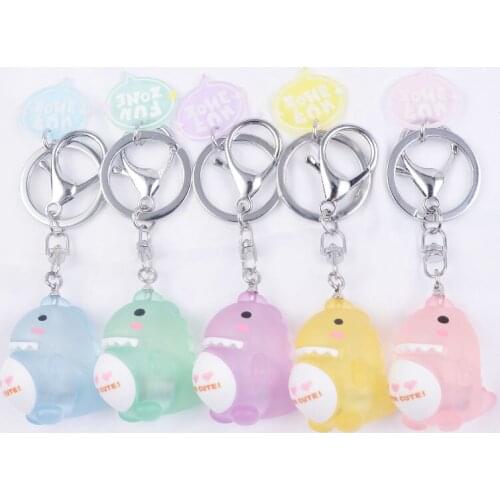 2020 Cute Cartoon Dinosaur Keychain Lighting Dinosaur Key Ring for Women Bag Charm Keychain Accessories Popular Jewelry Gifts