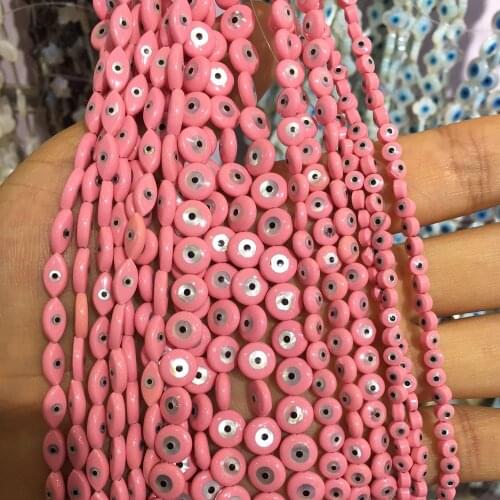 10 Pcs 5x10mm Pink Mother of Pearl Shell Evil Eye Beads Accessories Map Shell Beads Making DIY For Bracelet Necklace Jewelry