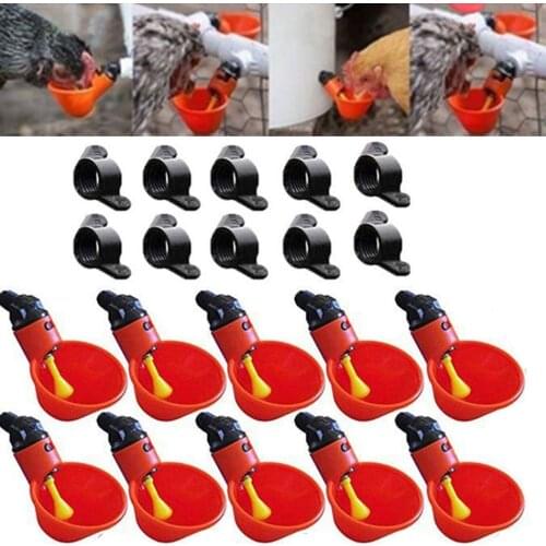 10Pcs Chicken Quail Hanging Water Cups Nipple Drinking Bowl Birds Water Bowl Drinker Cups For Backyard Automatic Poultry Hot